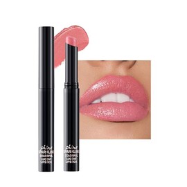 Lápiz labial metálico rosa claro para mujer, brillante, impermeable, de larga duración, tinte de brillo de labios con purpurina de alta pigmentación, 