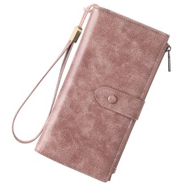 SENDEFN Slim Leather Womens Wallet RFID Blocking Credit Card Holder bifold Ladies Wristlet Purse with Zipper Pocket