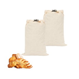 HSOFTIFY 2 Pcs 100% Linen Bread Bags for Homemade Bread 13 x 19.6 Inches Reusable Sourdough Bread Storage Bag with Zipper (Light Apricot)