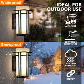 Yoenecea Outdoor Lighting Fixtures Wall Mount, Outdoor Wall Lights Modern with Frosted Glass, Aluminum Exterior Light for House Outdoor Wall Lantern for Garage Porch Carriage Patio (14.6''H, 1 pc)