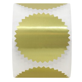 Hycodest 2" Certificate Paper Reward Stickers Embossing Labels with Serrated Edge 300 Stickers, Bright Foil Paper, Gold