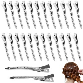Duck Bill Hair Clips, Hair Sectioning Clips Hairdressing Clips Pin Curl Clips with Holes, Metal Hair Clips for Hair Styling, Hair Coloring 25 Pcs