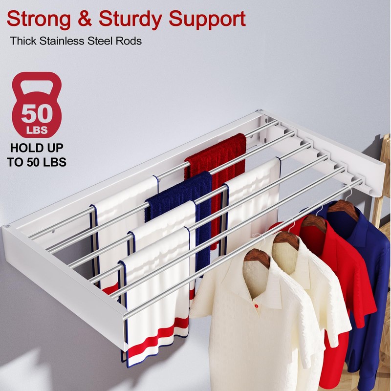 SOLVESTIS Wall Mounted Drying Rack 40", Foldable Laundry Drying Rack