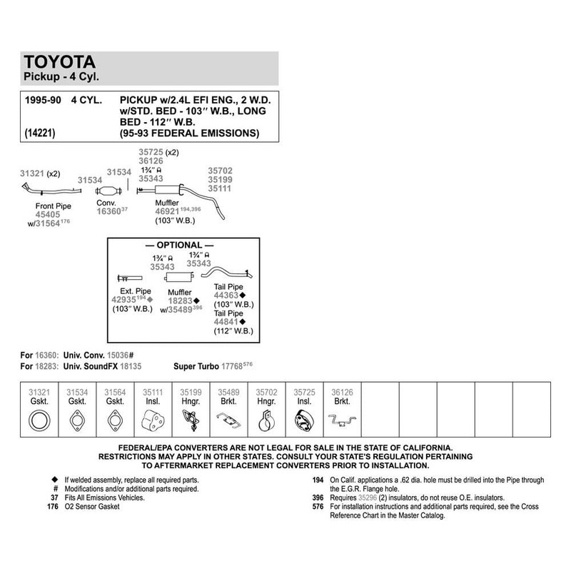 Walker 42935 Exhaust Pipe 1.75" Outlet (OD) for Toyota Pickup