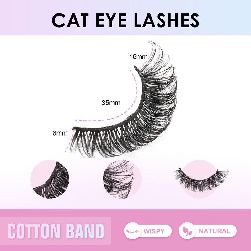 Poiuyoiu False Eyelashes 10 Pairs Russian Tape Eyelashes Natural Looking