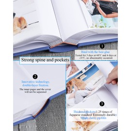 1DOT2 Photo Album 4x6 Hold 402 Photos with Memo Slip-in Pockets Photo Book, Linen Cover Picture Photo Albums with Writing Space for Wedding Family Baby Vacation Mother's Day Blue