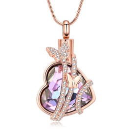 Butterfly Urn Necklaces Heart Cremation Jewelry for Ashes Stainless Steel Keepsakes Memorial Lover Ashes Holder Urns Necklaces Pendant Jewelry