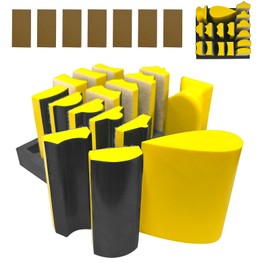16-Piece Hand Sanding Block Set, Professional Sanding Pad Set with Convex and Concave Shapes for Woodworking, Body, Furniture Restoration, Crafts