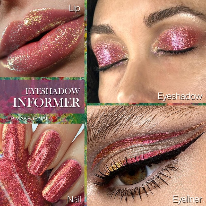 Afflano Rose Gold Glitzernd Lidschatten Zweifarben, Duochrome Pink Gold Glitter