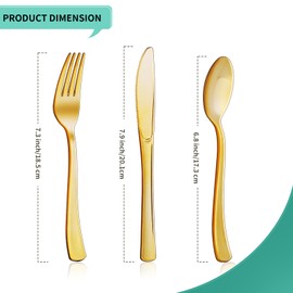 120 Pieces Gold Plastic Silverware - Heavy Duty Gold Cutlery Set Plastic Gold Silverware Set Plastic Includes 40 Forks, 40 Spoons, 40 Knives