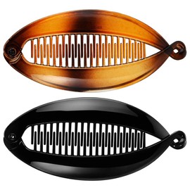 TOPINCN Banana Clip Hair Comb, Fishtail Hair Clips Banana Ponytail Holder Clip for Women Girls (2Pcs)