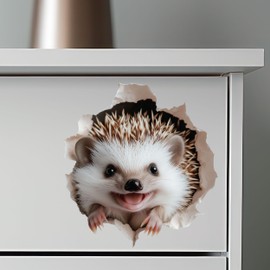 Smiling Hedgehog Wall Decal for Wall, Laptop, Multi-Surface - 3D Illusion Effect