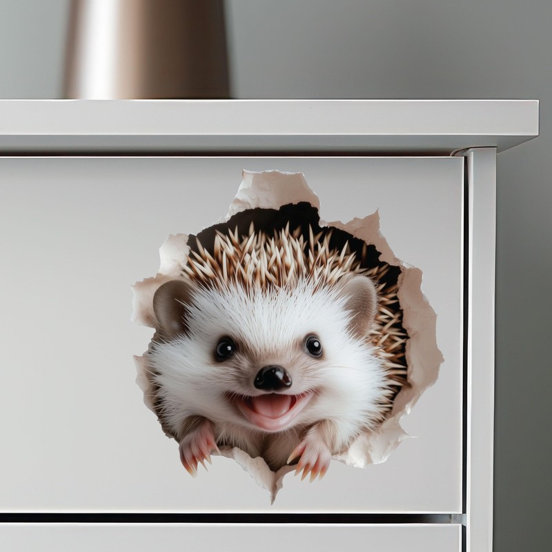 Smiling Hedgehog Wall Decal for Wall, Laptop, Multi-Surface - 3D