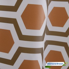 CHARKHAH Colourful Shower Curtain Heavy Duty Anti Mould Water Resistant Fabric 3D Printed Bathroom Curtains with Stitched Metal Curtain Rings & 12 Plastic s Hooks (Diamond Brown, 180 cm x 180 cm)