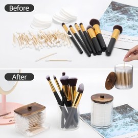 Organizador del de Baño Set,Dispensador de Algodón,Tanque de Almacenamiento con Tapa,Organizador de Almohadillas de Maquillaje,Artesanía,Material de Oficina,Cosméticos,Sales De Baño y Más