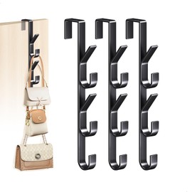 xyuayamz Handbag Storage, Handbag Holder Door Hook, Vertical Door Hook for Hanging, Handbag Storage Hook for Handbags, Ties, Scarves, Cloths, Metal, Pack of 3, Black