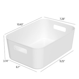 Dehouse Pack for 6 Plastic Storage Bins, Versatile Kitchen Pantry Organization Container, White