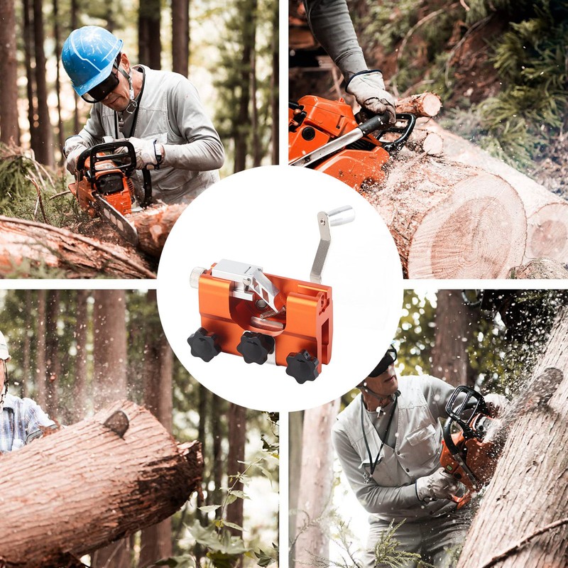 Orange Hand Cranked Chainsaw Sharpener 30° Portable Manual Chainsaw Chain