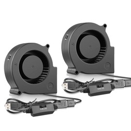 GDSTIME Small USB Speed Control Fans, Dual 75mm x 30mm 5V USB DC Brushless Blower Cooling Fan,Centrifugal Blowers