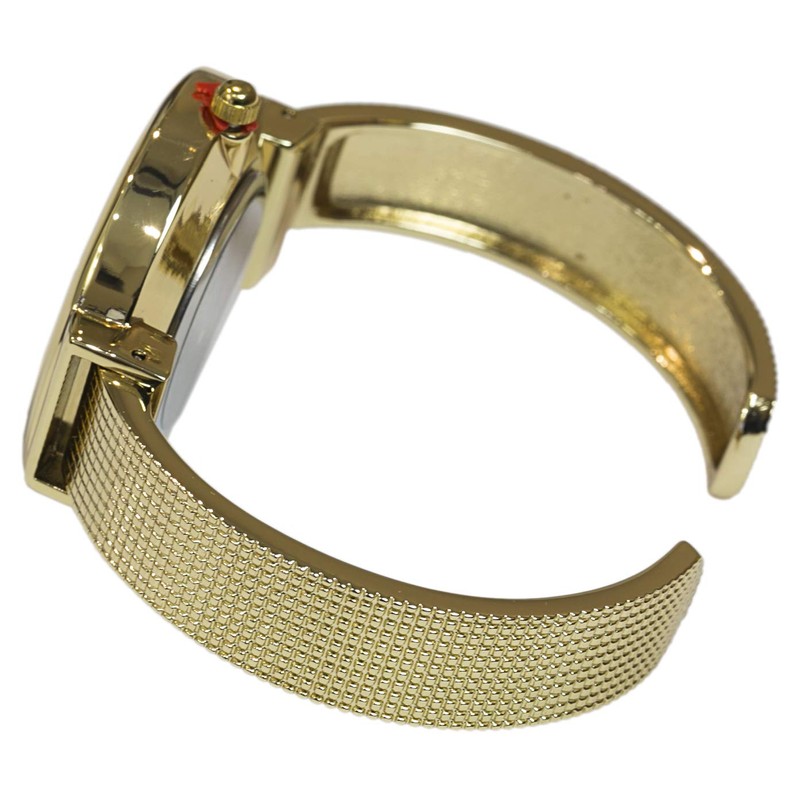 Blekon Collections Elegant Japanese Quartz Women's Rough Designed Cuff Bangle