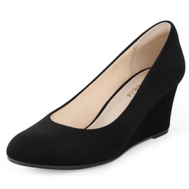 Ankis Closed Toe Wedges for Women, Black Wedges Heels for Women Comfortable Medium Heel Wedges Work Pumps Shoes for Dressy Spring Fall - 2.5Inch