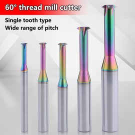 Metric Carbide Thread Milling Cutters Threading End Mills for Aluminum Thread Angle 60 Degrees CNC for Metal Working Replace Taps-（d2.35 1pcs;d3.15 1pcs;d3.9 1pcs;d4.8 1pcs;d6.0 1pcs）