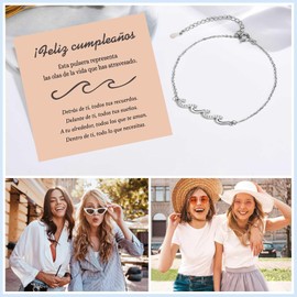 Pulsera de Plata 925 Mujer, Pulseras de Amistad, Brazalete para Dama Elegante, Regalos de Cumpleaños para Mujer, Joyeria Accesorios Regalo para Mamá Novia Amiga