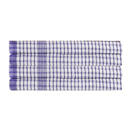 Lyra Linens - 100% Cotton Wonderdry Checked Tea Towels As Seen In Professional Restaurants & Hotels - Durable Long Lasting & Absorbent - x3 Colours To Choose From (4, Blue)
