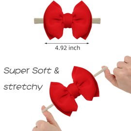 KIDOCHEESE Baby Girls Nylon Headbands Stretchy Soft Hairbands Handmade Hair Bows Hair Accessories for Newborn Infant Toddler Kids