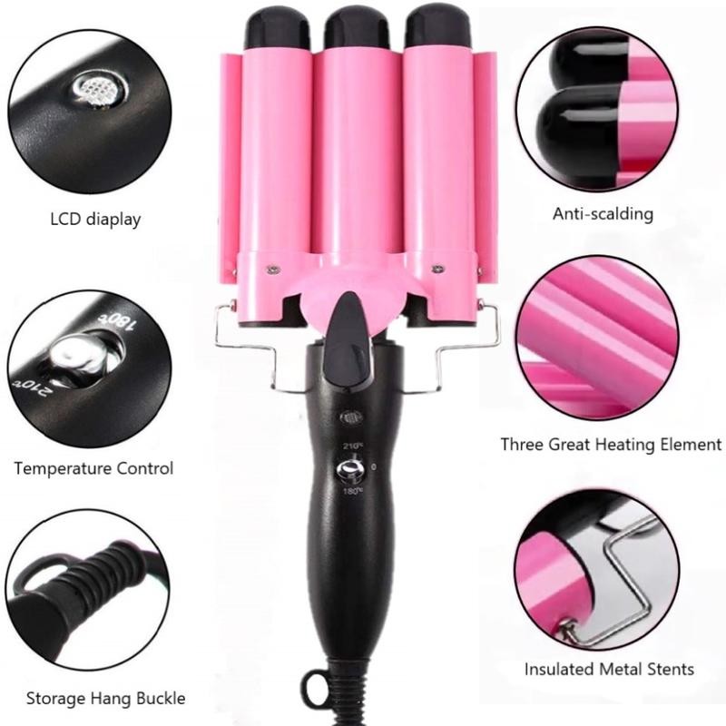 3 Jumbo Barrel Curling Iron Wand 25mm/32mm Hair Waver Temperature