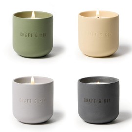 Craft & Kin Scented Candles Discovery Set | 4 Pack of 3oz Candles | 20-Hour Burn Time, Soy Blend Wax, Cotton Wick, Ceramic Jars