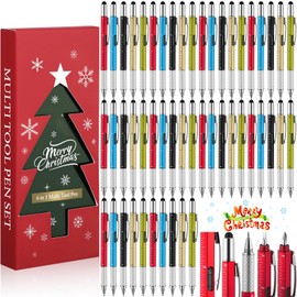 ReliThick 50 Pcs Multitool Pen Christmas Birthday Gift Stocking Stuffers for Men 6 in 1 Screwdriver Pen Cool Gadgets White Elephant for Adults Coworkers Dad Grandpa