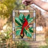 Cardinal Stained Window Panel Glass Window Hanging For Wall Decoration