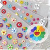 New Sunflower Smiley Face Nail Art Sticker Decals 5D Embossed,