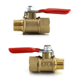 QWORK Ball Valve 10 Pack, 1/4" Heavy Duty Brass Ball Valve Shut Off Switch, 1/4" Male x Female NPT Thread Pipe Fitting Air Compressor Shut Off Valve