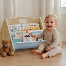 Beautiful Bookshelf for Kids - Decorative Nursery Organizer to Display All Books of Your Little One - The Perfect Shelf for Your Baby Girl or Boy´s Montessori Bedroom or Toddler Play Room Decor