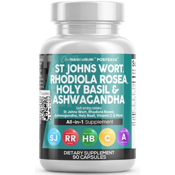 Clean Nutraceuticals St Johns Wort Rhodiola Rosea Holy Basil Ashwagandha
