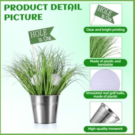 Soulchen 12 Set Golf Party Table Decorations Kit Includes 6 Iron Bucket 12 Mini Golf 90 Artificial Grass 6 Flags Centerpiece for Birthday Sport Themed Party Desk Supplies Rugby Favors (Classic)