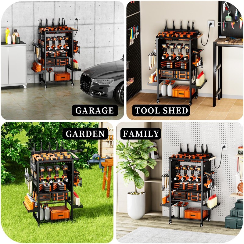 All-Metal Heavy-Duty Power Tool Organizer with Charging Station 8 AC