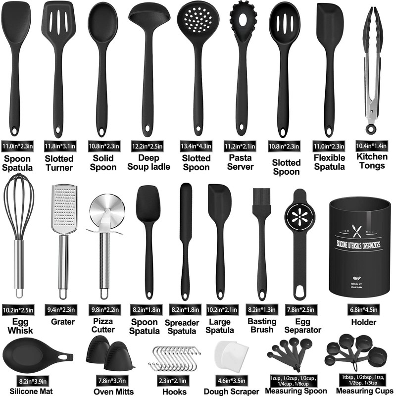 43 Pcs AIKKIL Kitchen Utensils Set, Heat Resistant Silicone Cooking