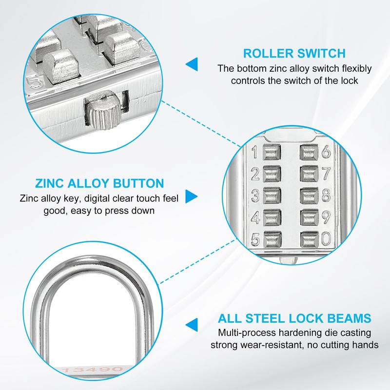 PATIKIL 10 Digit Combination Lock, 5 Position Locking Mechanism Push