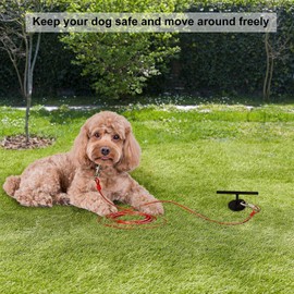 SHUNAI Dog Tie Out Cable and Stake - T Style Stake for Small Medium Large Dogs Up to 100 lbs - Dog Stake for Outside Yard Beach Lawn