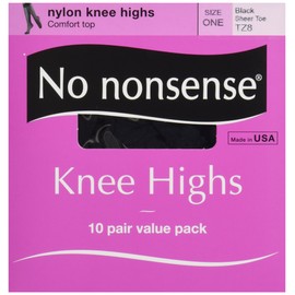 No Nonsense Knee Highs, Black, 10 ct