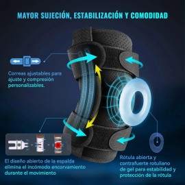 Rodillera Ortopédica Mecánica Rotuliano Varillas Laterales                                                                                            
