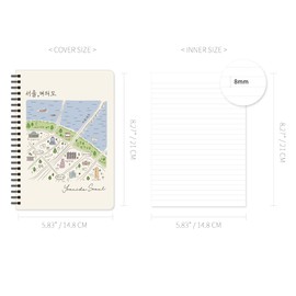 Monolike Seoul Street A5 Line Spiral Notebook, Yeouido Streets of Seoul Line Spiral Notebook, Yeouido - Hardbound 5.83 x 8.27 Inches 128 Pages