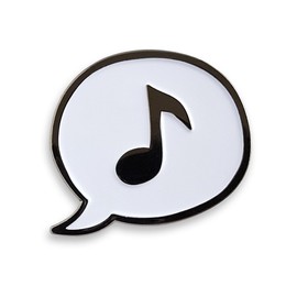 Pinsanity Music Note Enamel Lapel Pin,White,1.25 inch