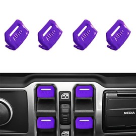 VXZLRR 4PCS Upgraded Window Switch Button Cover Compatible with Jeep Wrangler JL JLU Gladiator JT 2018-2024 (Purple)