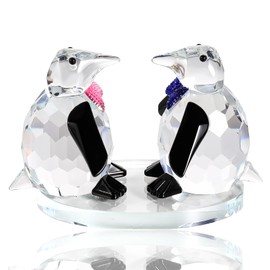 Arikyrist Crystal Penguin with Tie Figurines Gifts for Couple Women Men Glass Cute Penguin Collectibles Animal Statues for Penguins Lovers Home Decoration