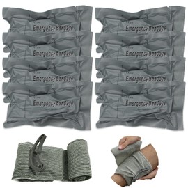 Upgrade Israeli Style Emergency Bandage, 8Pack 6 Inch Compression Bandage for Emergency Wound Dressing, First Aid and IFAK Trauma Military (6Inch-8Pcs)