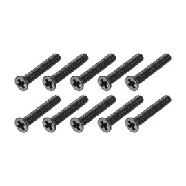 METALLIXITY Phillips Flat Head Screws (M2.5 x 14mm) 150Pcs, Carbon Steel Machine Screws - for Glasses Watch and Other Small Electronics, Black